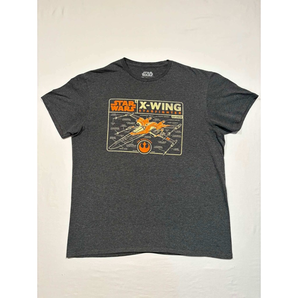 Star Wars Fifth Sun X-Wing Starfighter Graphic T-Shirt Gray Mens Large Ep 9